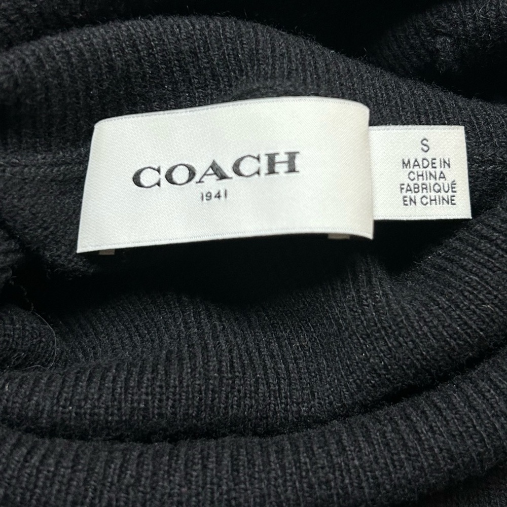 Coach Wool Cashmere Blend Rexy Patch Turtleneck Sweater Black Small - Picture 3 of 6